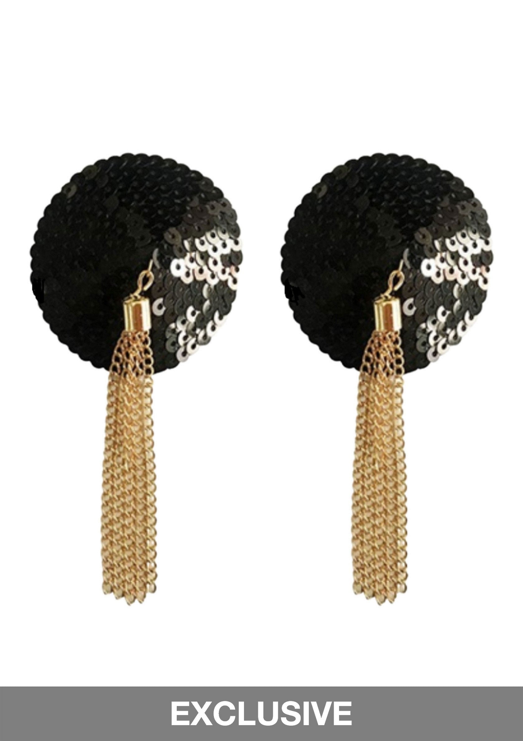Kinky Diva Sequin Nipple Covers with Chain RED O/S - 1231