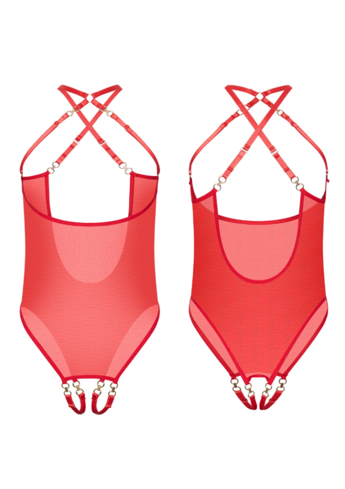 Coquette Cupless & Crotchless Body RED O/S - 3