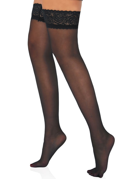 Daring Intimates Satin Touch 20D Stay Ups BLACK O/S - 6