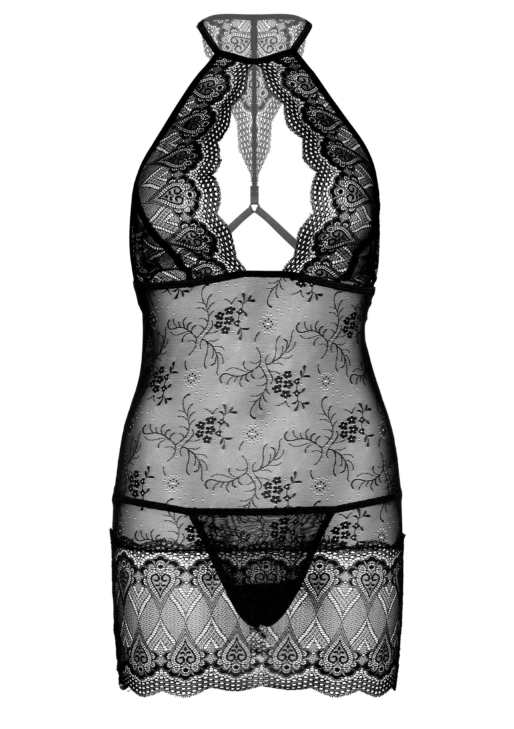 Daring Intimates 2PC Chemise and String BLACK S/M - 6