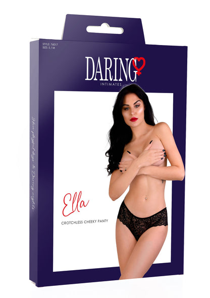 Daring Intimates Ella crotchless cheeky panty BLACK S/M - 7