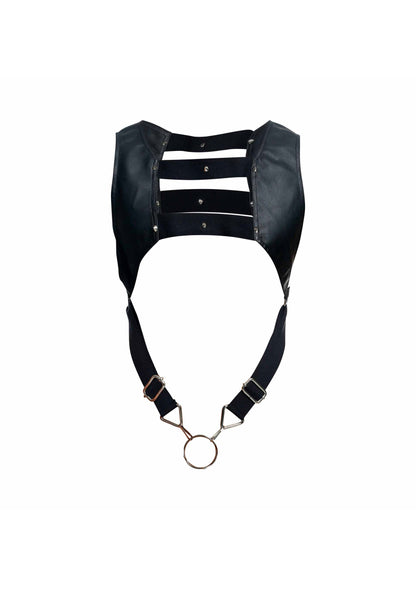 MOB Eroticwear Dngeon Top Cockring Harness BLACK O/S - 2