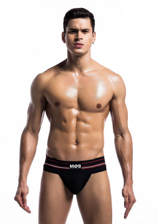 MOB Eroticwear Fetish Classic Wide Jockstrap - Zwart
