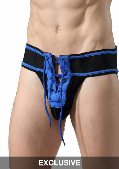 MOB Eroticwear Fetish Football Jockstrap BLUE S - 2
