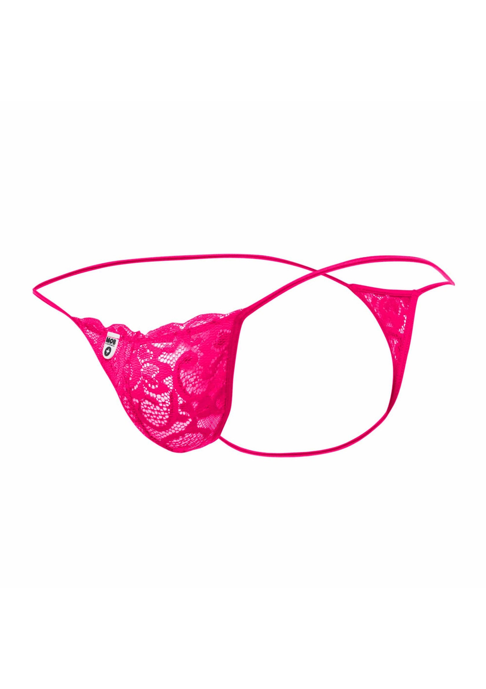 MOB Eroticwear Lace Thong PINK S/M - 1
