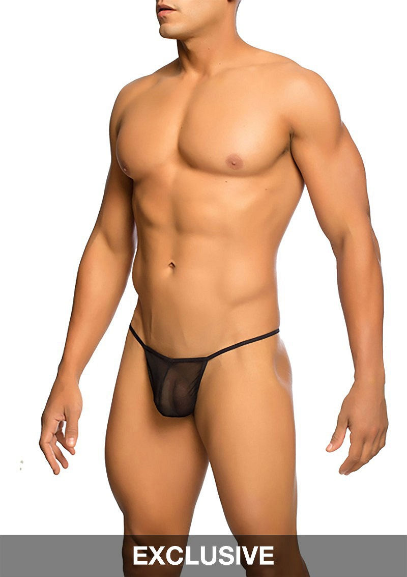 MOB Eroticwear Sheer T-Back Thong AQUA S/M - 1