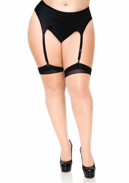 Plus Elastane 2-tone Stockings with Backseam BLACK PLUS - 0