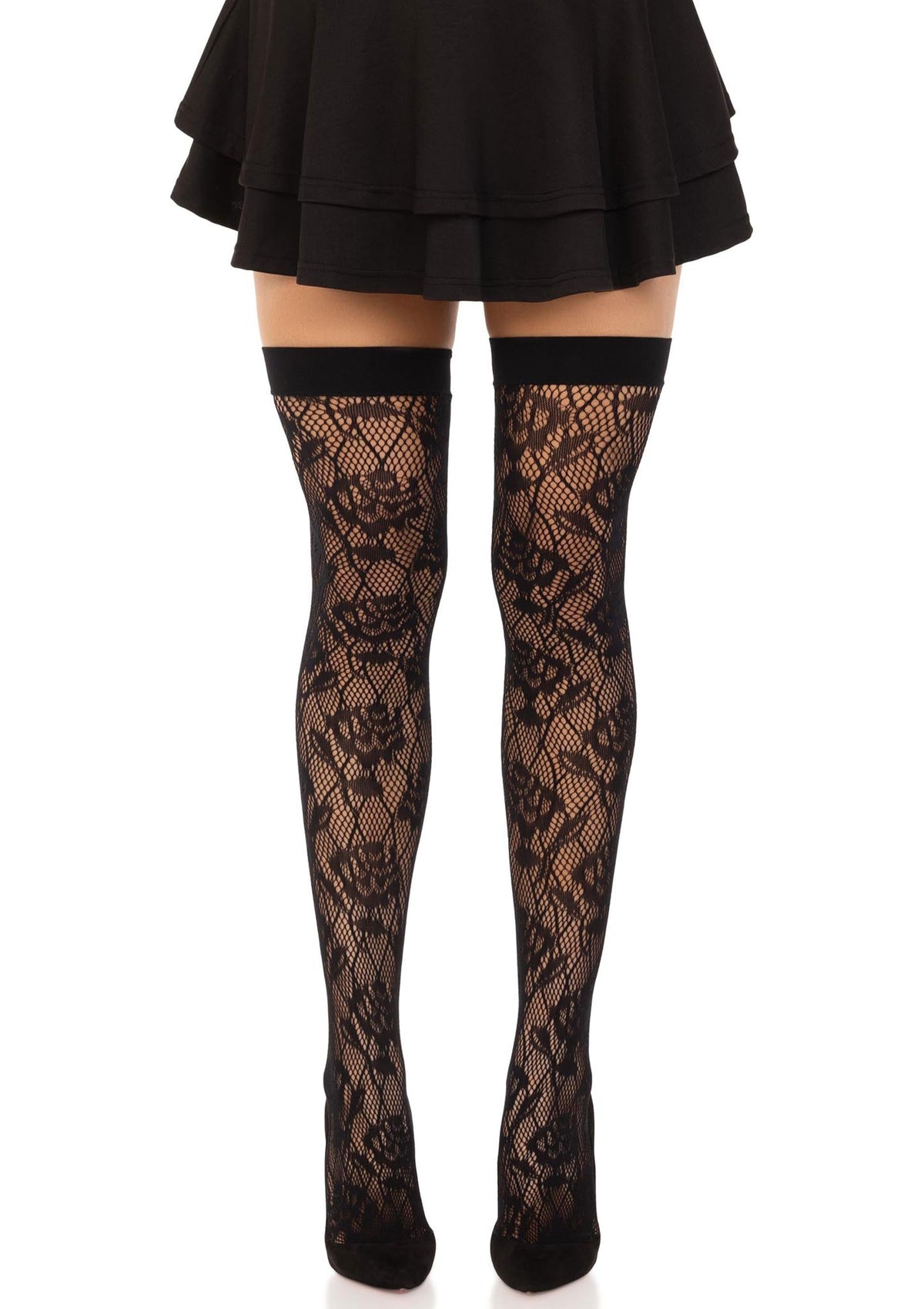 Wild Rose Net Thigh Highs BLACK O/S - 2