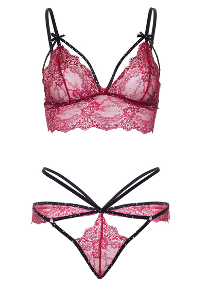 Strappy Bralette and String RED L - 4