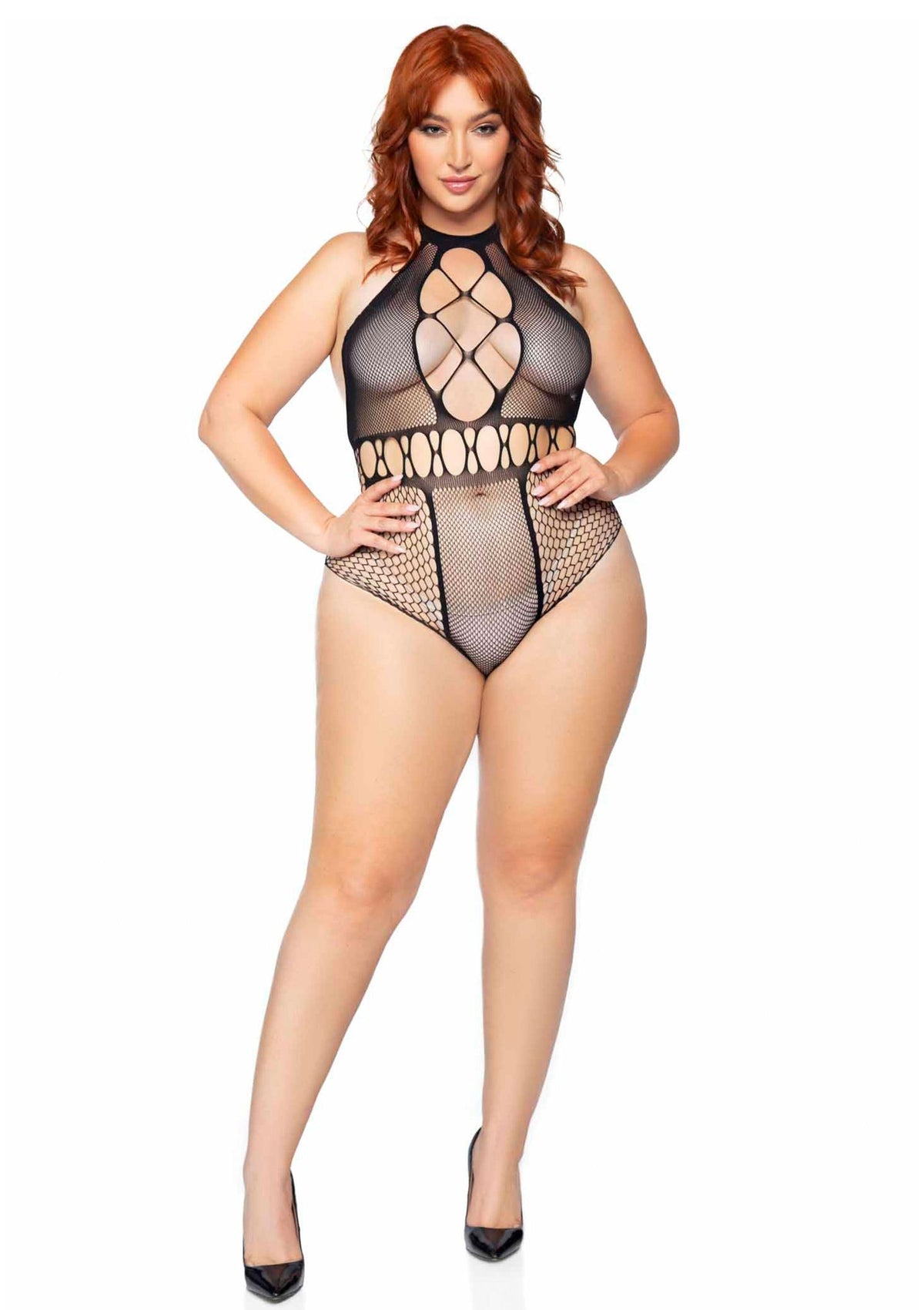 Plus Seamless Halter Bodysuit BLACK 1X/2X - 3