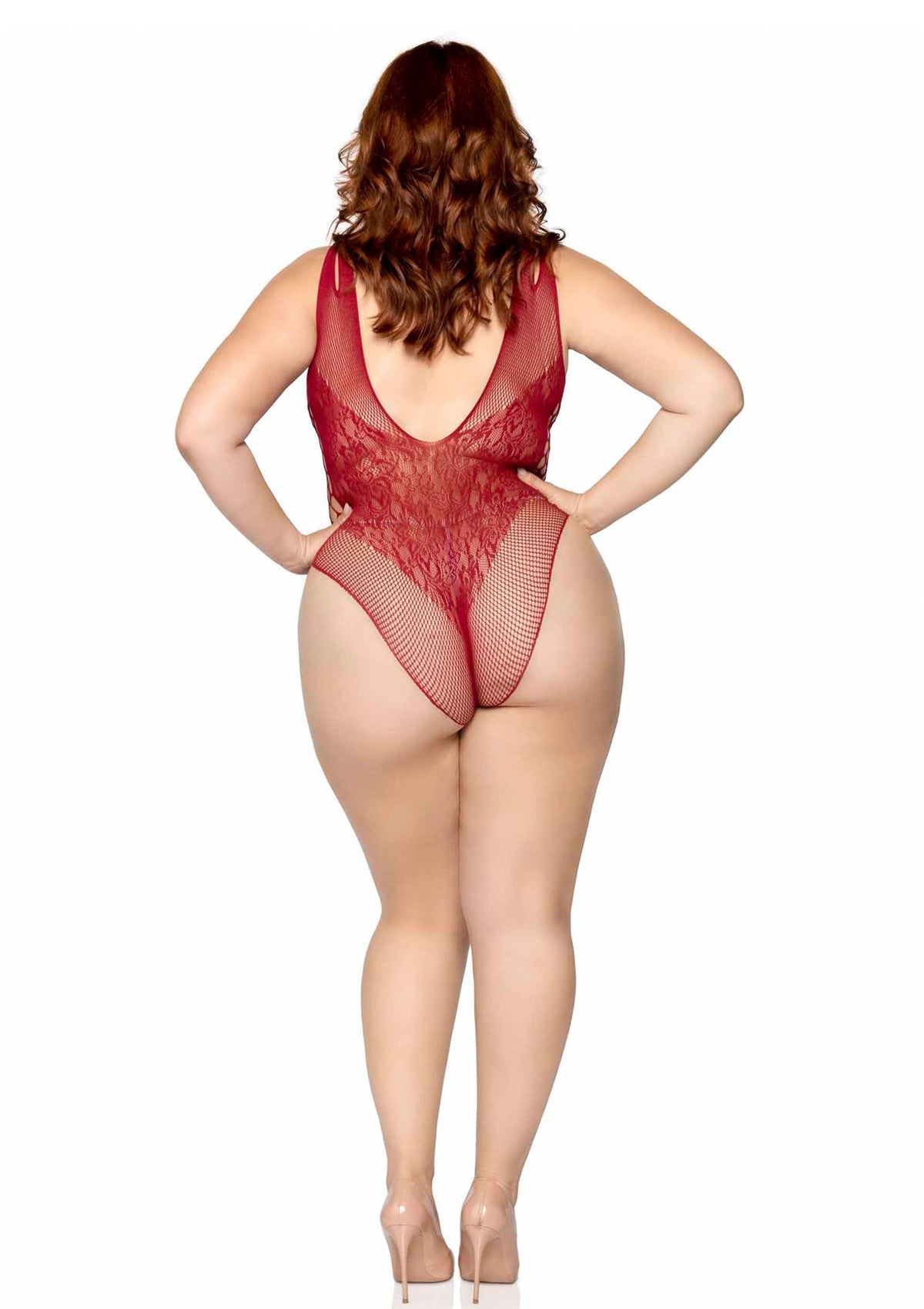 Plus Seamless Bodysuit with Shoulder Straps RED 1X/2X - 4