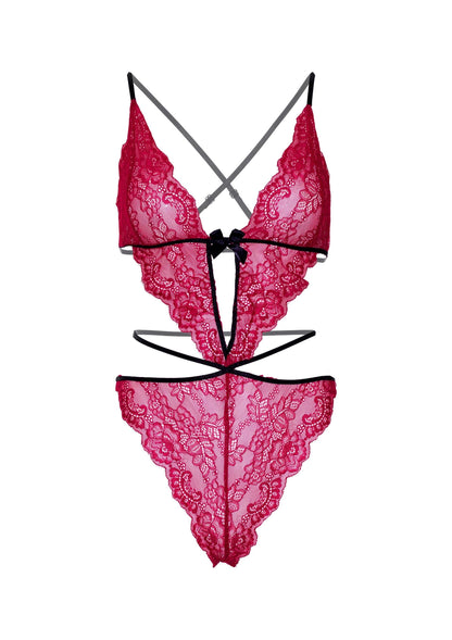 Scalloped Teddy and Panty PINK M/L - 4