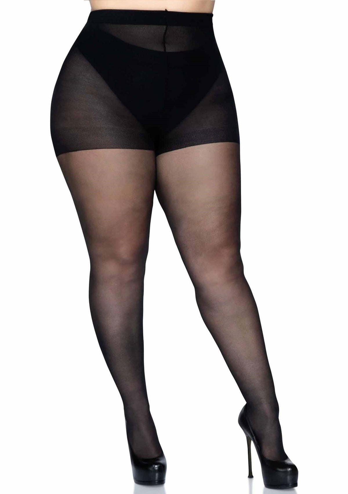 Plus Backseam Pantyhose BLACK 1X/2X - 1