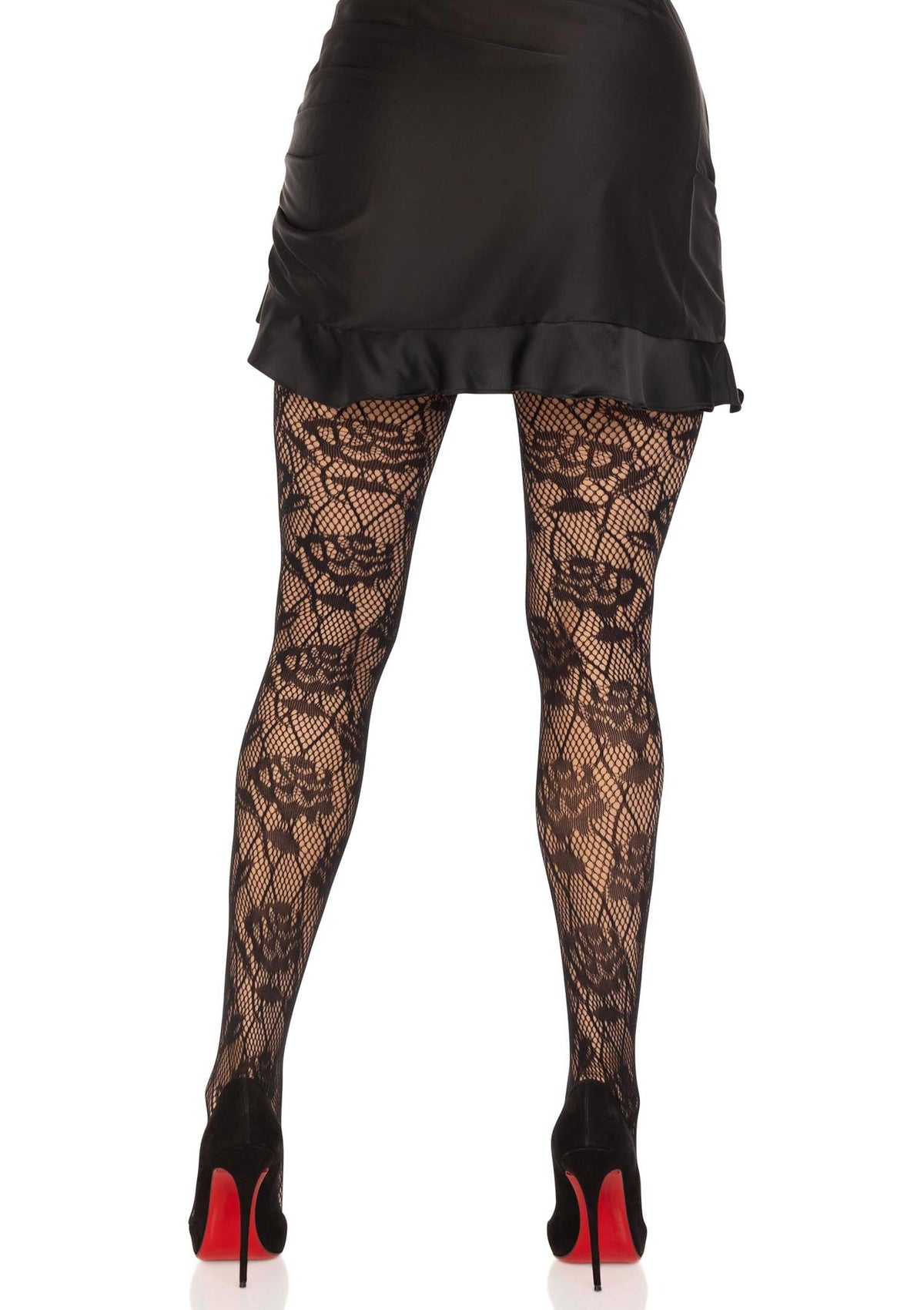 Wild Rose Net Pantyhose BLACK O/S - 1