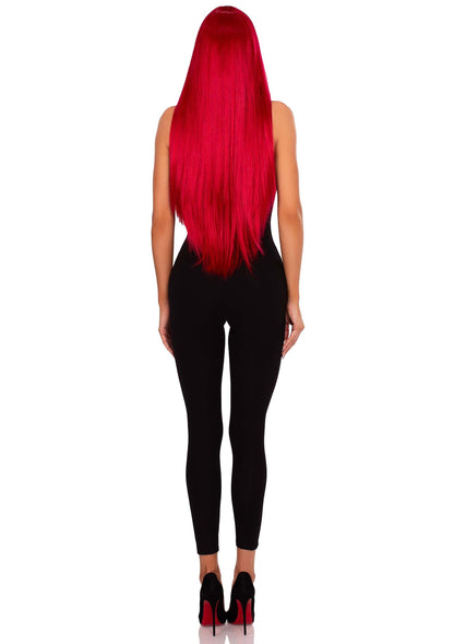 Long Straight Center Part Wig RED O/S - 4
