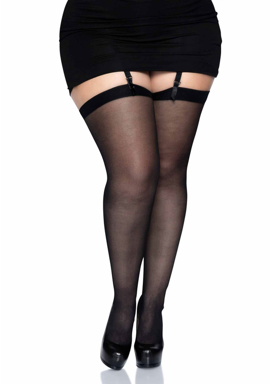 Leg Avenue Plus Size Sheer Stockings - Zwart