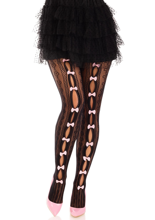 Leg Avenue Sweetheart striped net tights - Zwart