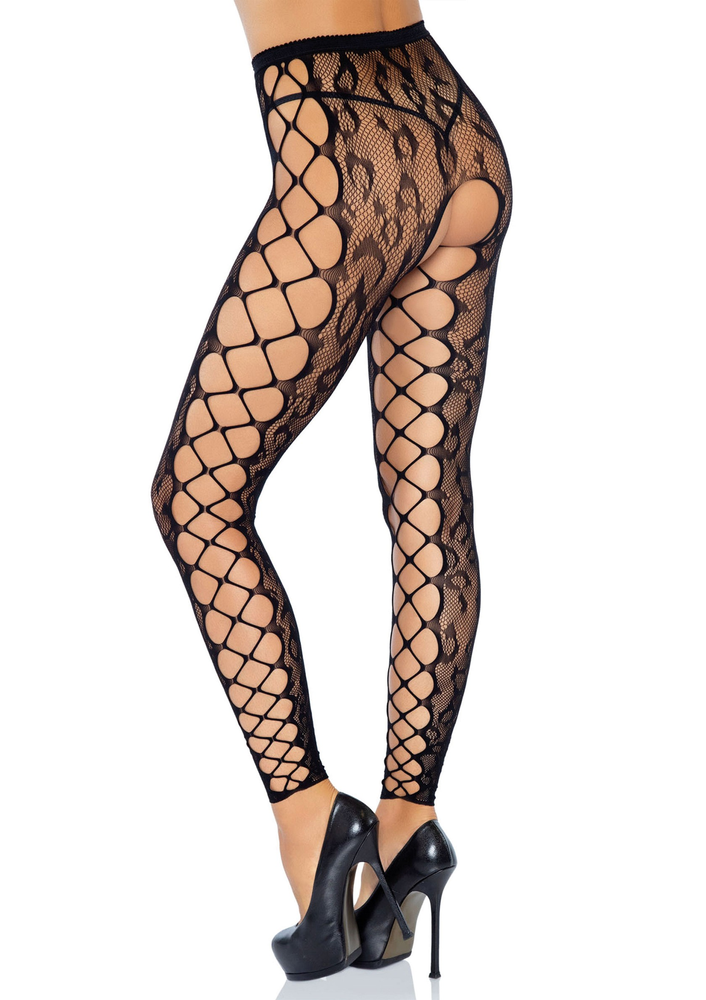 Leg Avenue Footless Crotchless Tights BLACK O/S - 0