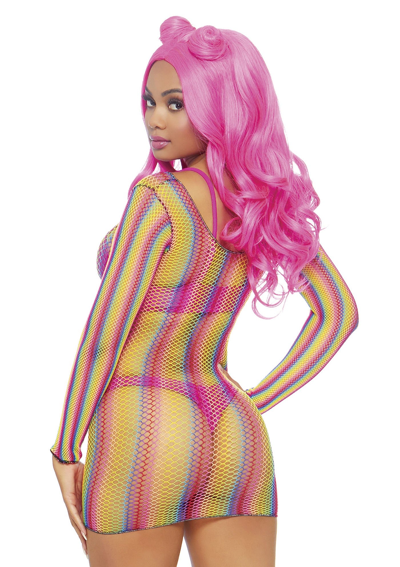 Leg Avenue Rainbow fishnet mini dress MULTICOLOR O/S - 4