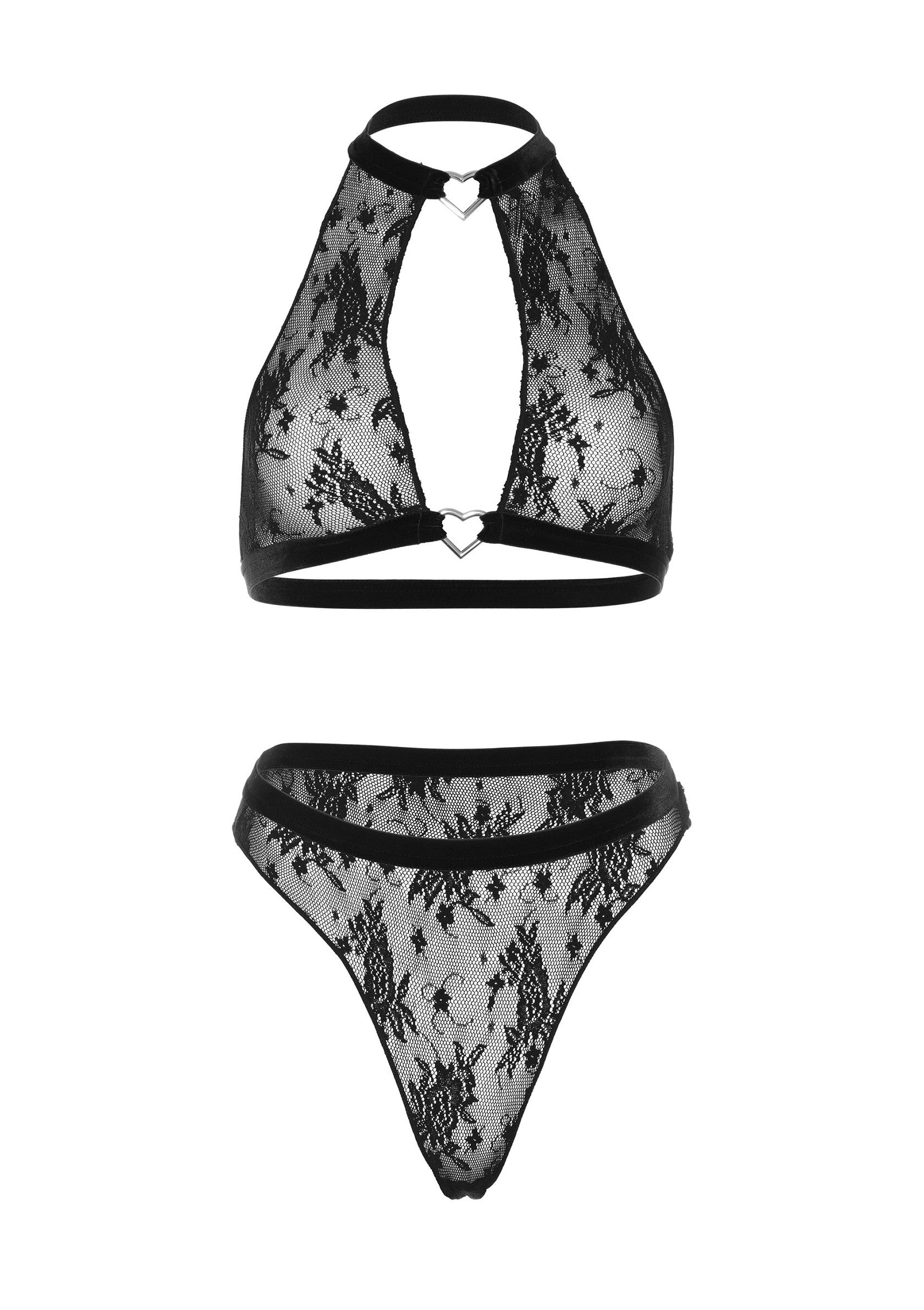 Leg Avenue Halter top & thong panty BLACK S/M - 2