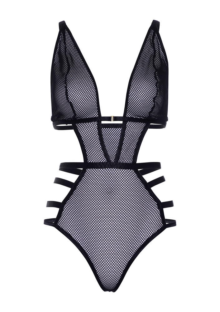Leg Avenue Net cut out g-string teddy BLACK S - 1