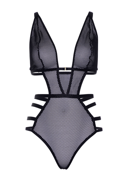 Leg Avenue Net cut out g-string teddy BLACK S - 1