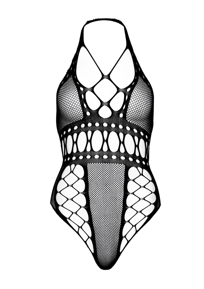 Leg Avenue Net backless thong teddy BLACK O/S - 2