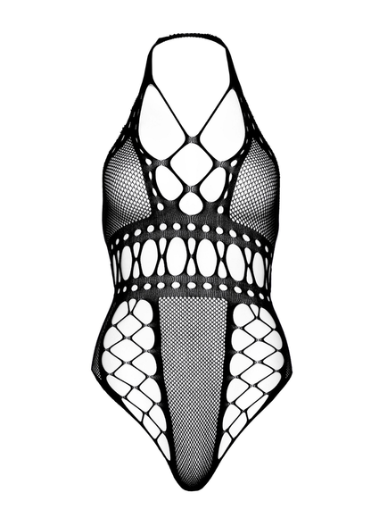 Leg Avenue Net backless thong teddy BLACK O/S - 2