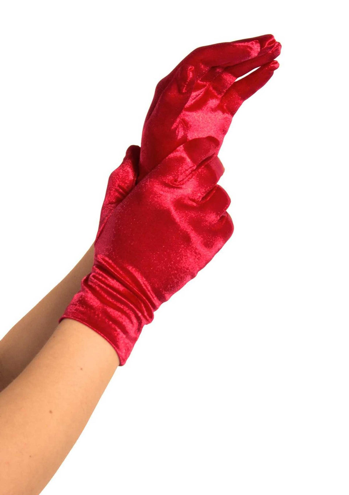 Wrist Length Satin Gloves RED O/S - 0