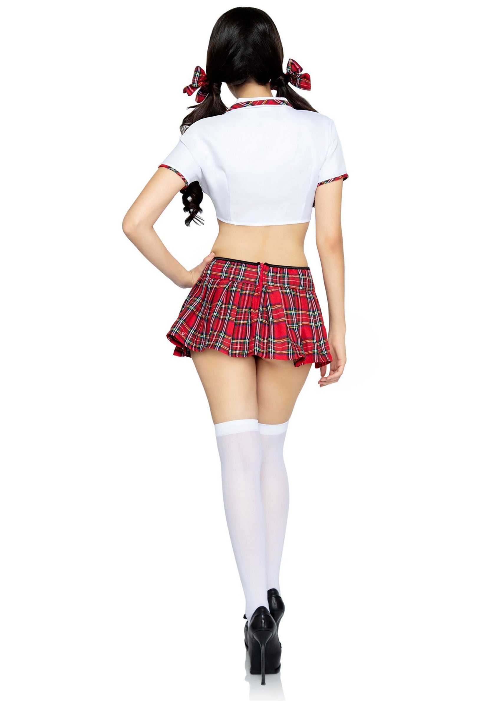 Leg Avenue Miss Prep School Top and Skirt RED XS - 3