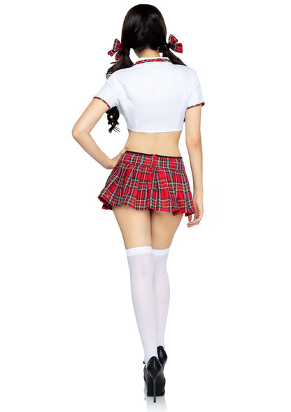 Leg Avenue Miss Prep School Top and Skirt RED XS - 3
