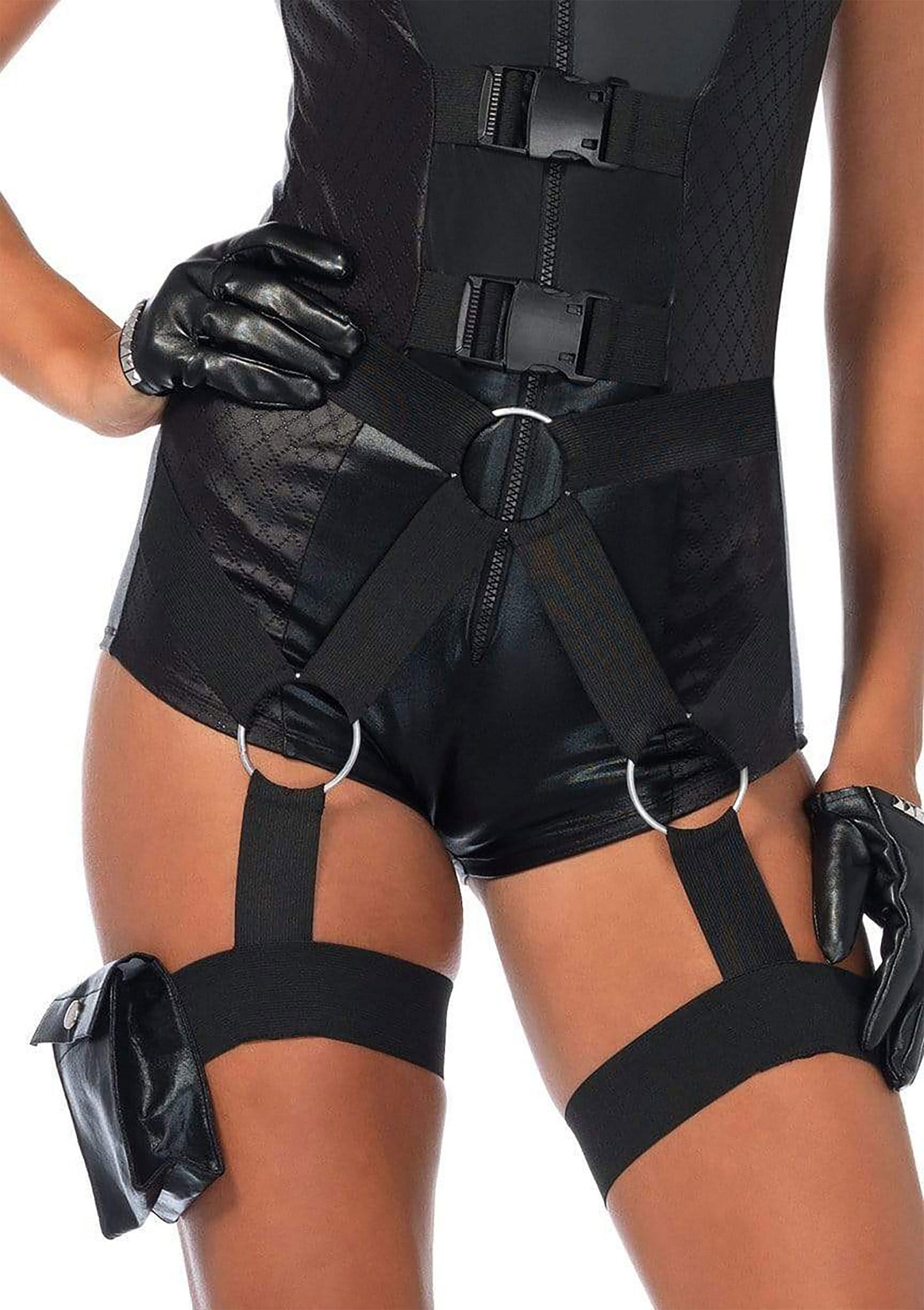 Leg Avenue Flirty Five-0 Cop Romper BLACK S - 2