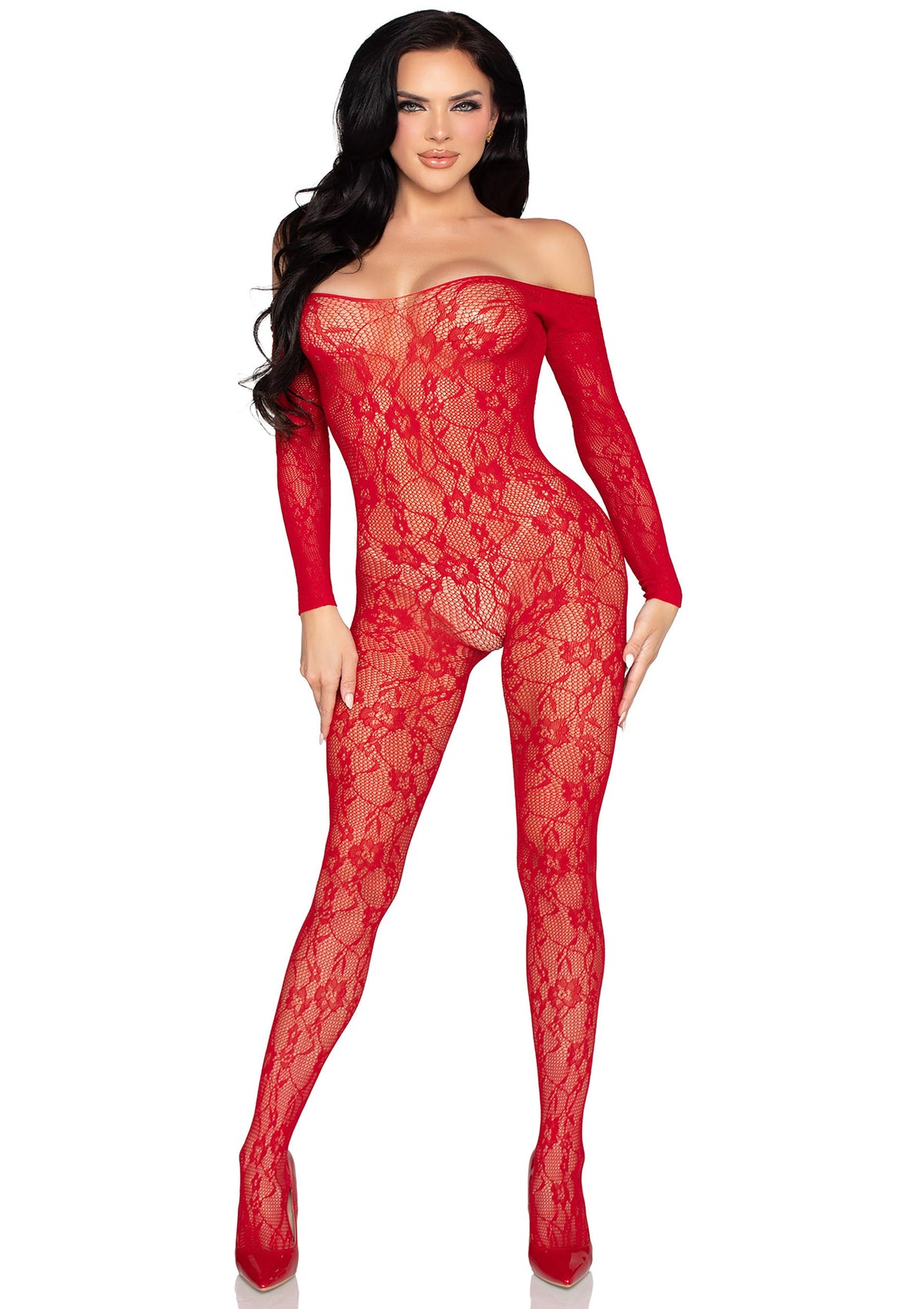 Lace Lingerie Bodystocking RED O/S - 0
