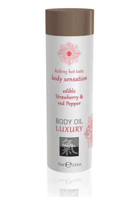 HOT Shiatsu Luxury Edible Body Oil - Aardbei
