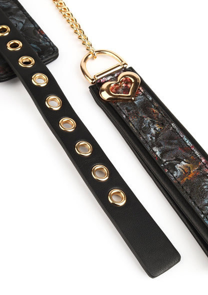 Floral Jacquard Collar & Leash BLACK - 5