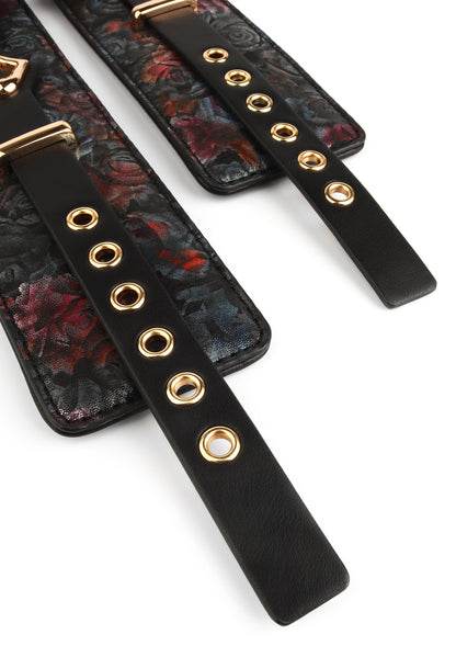 Floral Jacquard Wrist Cuffs BLACK - 5