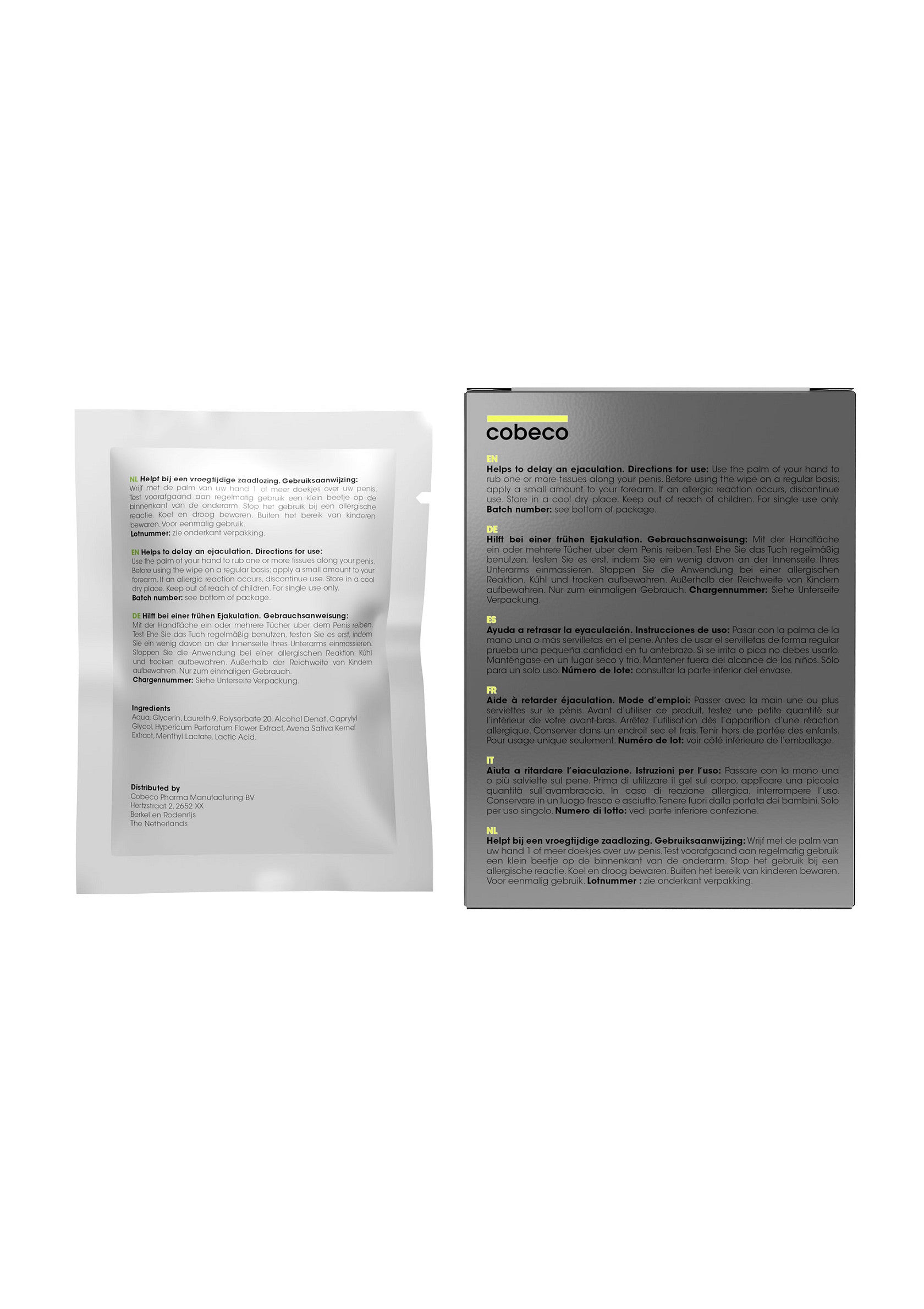 Cobeco MALE  Wipes Delay 6x2.5ml TRANSPA - 4