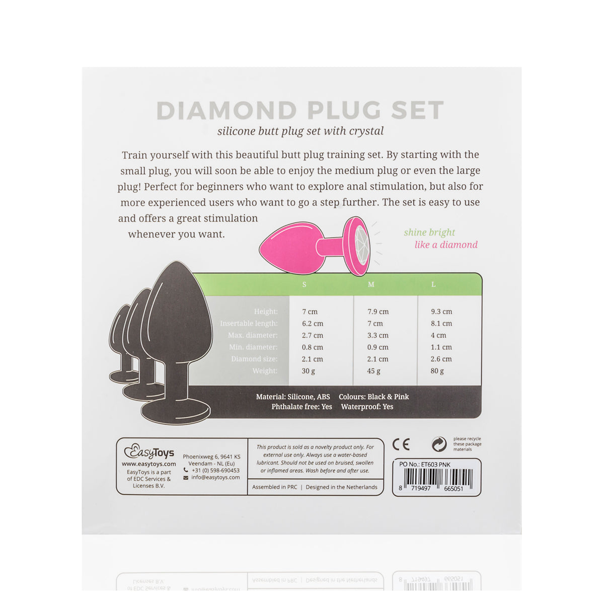Siliconen Buttplug Met Diamant - Roze